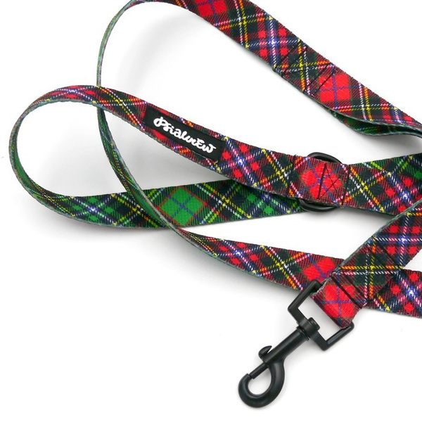 Hundeleine Tartan Breite 2,5 cm, 1" breit, schwarzer Karabinerhaken 6 cm