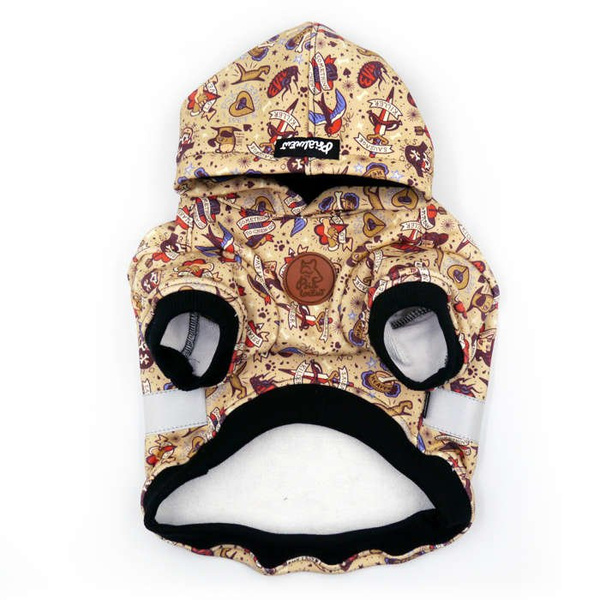 Bluza dla Psa z kapturem Dog Tattoo, odblaskowy element, nadruk psie tatuaże