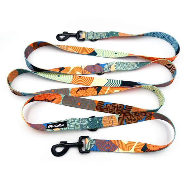 Dog Leash Geo Snake width 2.5 cm, 1"  wide, snap hook black 8cm