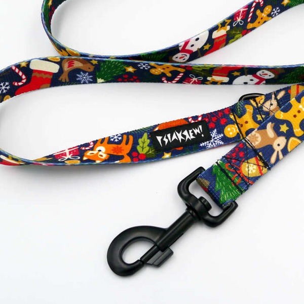 Dog Leash Winter is coming width 2.5 cm, 1"  wide, big black snap hook 8 cm