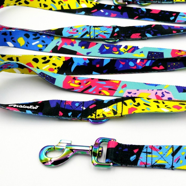 Dog Leash- Terrazzo width 2.5 cm, 1" wide, holo snap hook 8cm, Psiakrew