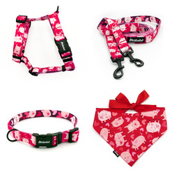 ZUBEHÖRSATZ für einen kleinen Hund Piggy in Love Psiakrew -Serie; Halsband, Geschirr, Leine, Bandana