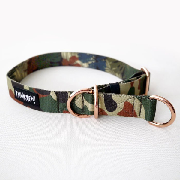 Half-choke collar Camo, 2.5 cm wide, medium and big dogs, rose gold