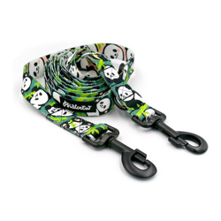 Long Adjustable Dog Leash Bamboo PandaPsiakrew, width 2.5 cm, black snap hook 8 cm