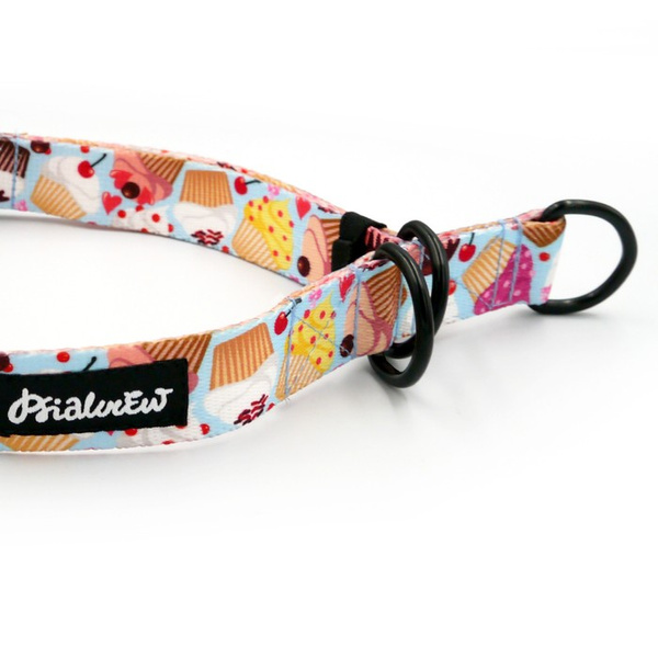 Halb-Klemmhalsband Hot Sweetness Psiakrew , 2,5 cm breit, für mittelgroße und größere Hunde, Schwarz-Beschläge, Psiakrew