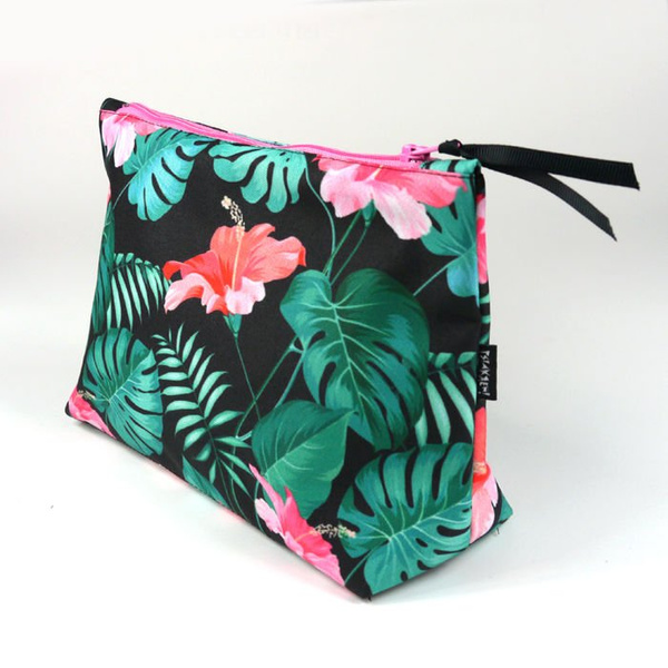 Make-up bag, Cosmetic Bag, vanity case Tropical Monstera Psiakrew