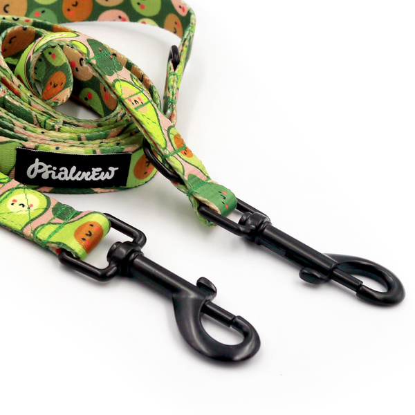 Hundeleine, lang, abnehmbar, verstellbar Guacamole Time Psiakrew, Breite 2 cm, Karabiner schwarz 7 cm