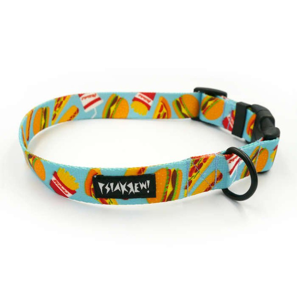 Dog Collar Psiakrew Doggy Foodie 2.5 cm, 1"  wide, black extras