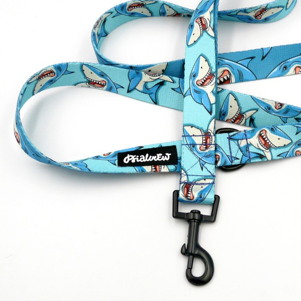 Hundeleine Shark Psiakrew Breite 2,5 cm, 1" breit, schwarzer Karabinerhaken 6 cm