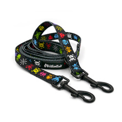 Long Dog Leash Invaders Psiakrew width 2 cm (0.78"),  black snap hook 7 cm (3,15")