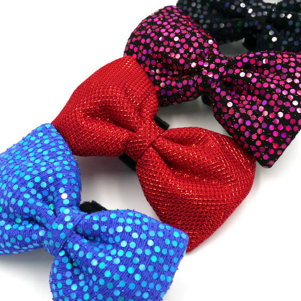 Red disco party bow tie for a dog; carnival New Year's Eve decorative bow Psiakrew