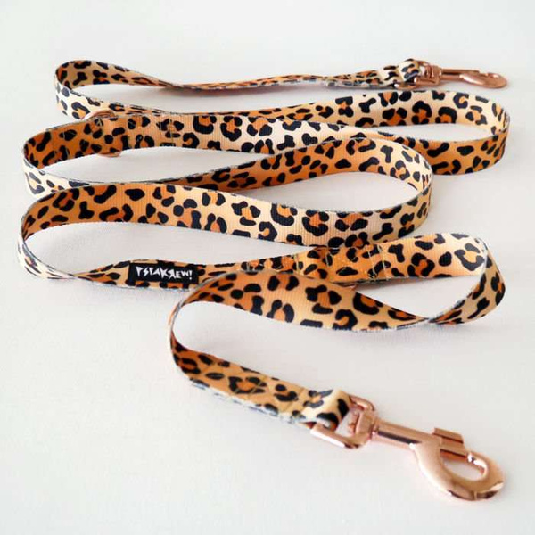 Dog Leash Tarzan width 2.5 cm, 1" wide, pink gold, big snap hook 8 cm