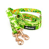 Long Dog Leash Green Frogs Psiakrew width 2 cm (0.78") wide, rose gold snap hook 6 cm