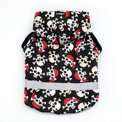 Dog Hoodie Pirates Psiakrew, reflective inserts, skull pattern