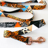 Dog Leash Wild Animals width 2.5 cm, 1" wide, pink gold, big snap hook 8 cm