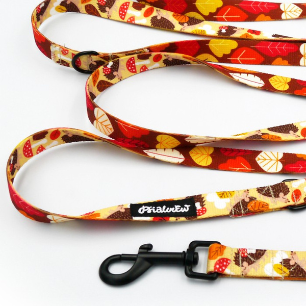 Long Dog Leash Hedgehog Dreamer width 2 cm (0.78")  wide, black snap hook 7 cm