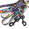 Dog Leash Crazy Leopard width 2.5 cm, 1"  wide, snap hook black 8cm