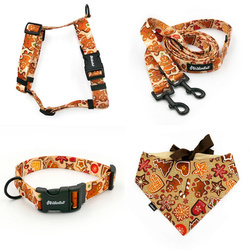 ZUBEHÖRSATZ. Mittlerer Hund. Psiakrew Zimt-Lebkuchen Serie; Halsband, Geschirr, Leine, Bandana