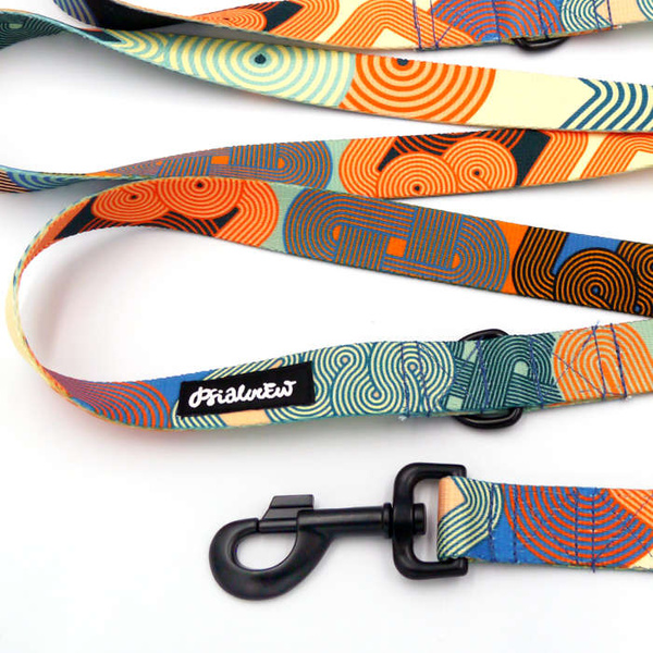 Dog Leash Geo Snake width 2.5 cm, 1"  wide, snap hook black 8cm