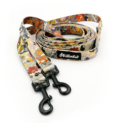 Hundeleine Forest Treasures Psiakrew Breite 2 cm, schwarzer Karabinerhaken 6 cm