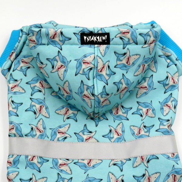 Dog Hoodie Shark Psiakrew, reflective inserts, shark pattern