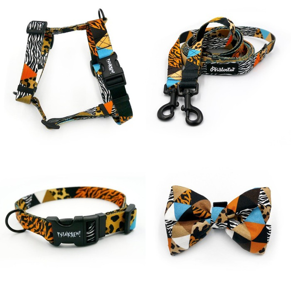 ACCESSORY KIT. Small dog. Wild Animals Psiakrew Series; Collar, Harness, Leash, Bow Tie