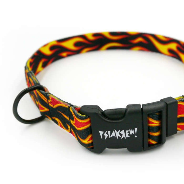 Dog Collar Psiakrew Dog On Fire, 2 cm 0.78" wide, for smaller dogs, black extras