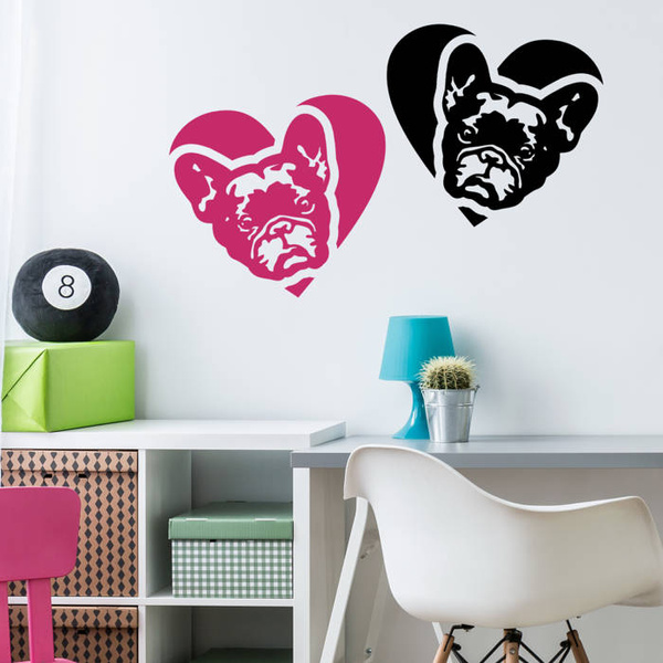 Französische Bulldogge, Frenchie Love Hund Aufkleber Psiakrew