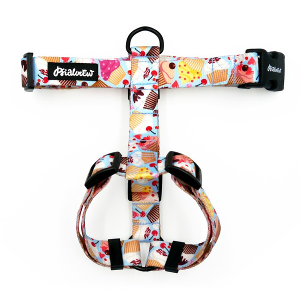 Hundegeschirr Hot Sweetness Psiakrew, mittlere und größere Hunde, 2,5 cm Gurtband, schwarze Beschläge