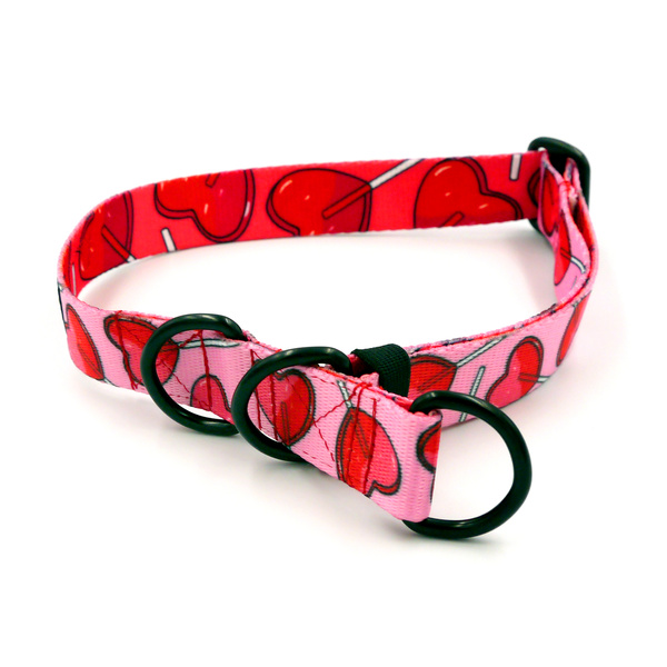 Obroża półzaciskowa Lollipops Psiakrew 2,5 cm, dla średnich i większych psów, czarne dodatki