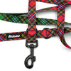 Długa smycz dla psa przepinana w szkocką kratę Tartan Psiakrew, 2,5 cm karabińczyk 8 cm czarny