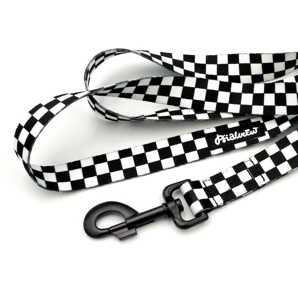 Hundeleine Checker Psiakrew Breite 2,5 cm, 1" breit, kräftiger schwarzer Karabiner 8cm