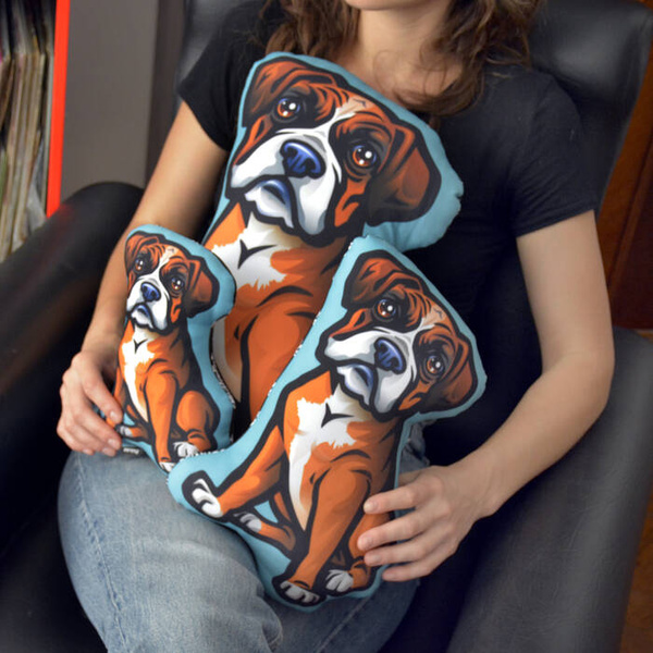 Boxer Dog Decorative Pillow Cushion Stuffed Doggy cuddly mascot