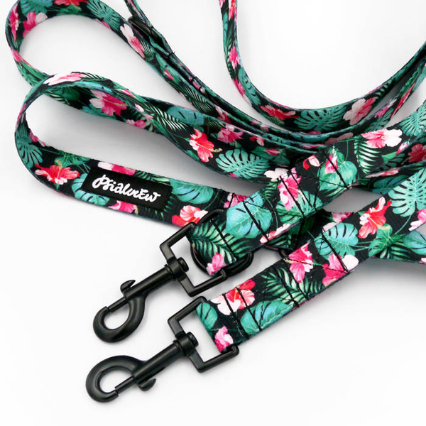 Hundeleine Tropical Monstera Psiakrew, Breite 2,5 cm, Karabiner 6 cm schwarz