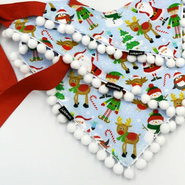 Santa Claus Dog Bandana handkerchief style to tie around your pet’s neck