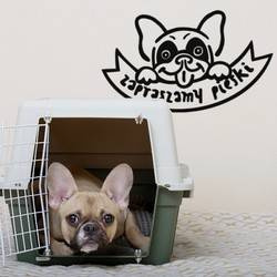 WE INVITE DOGS decorative and information wall decal Psiakrew