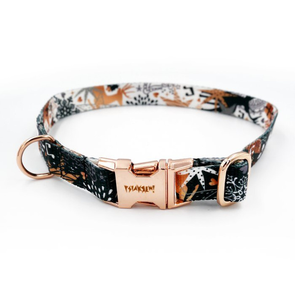 Dog Collar Psiakrew Deer Calls, 2 cm 0.78"  wide, for smaller dogs, pink gold clip