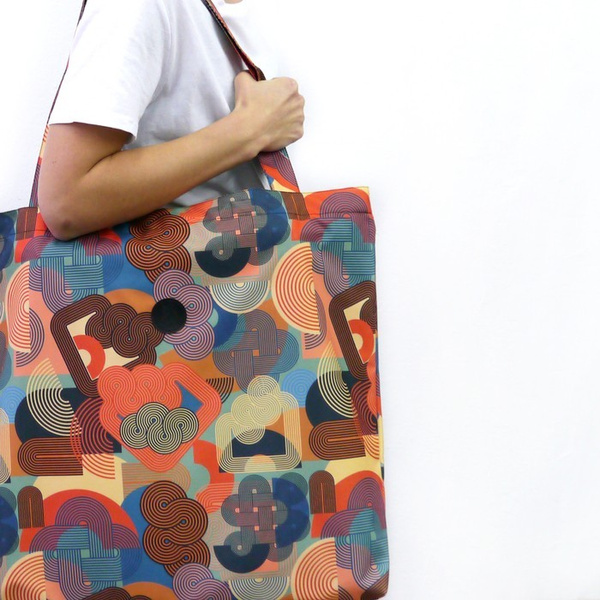 Large Shoulder Bag Geo Snake Psiakrew, voluminous colorful bag