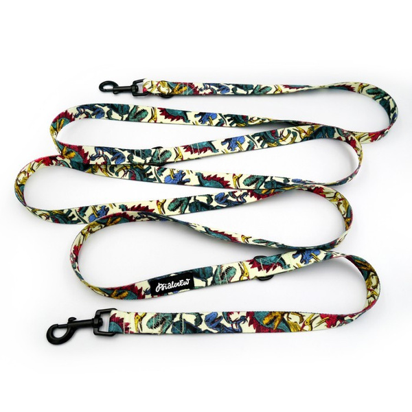 Long Dog Leash Jurassic Bark width 2 cm (0.78") wide, black snap hook 6 cm