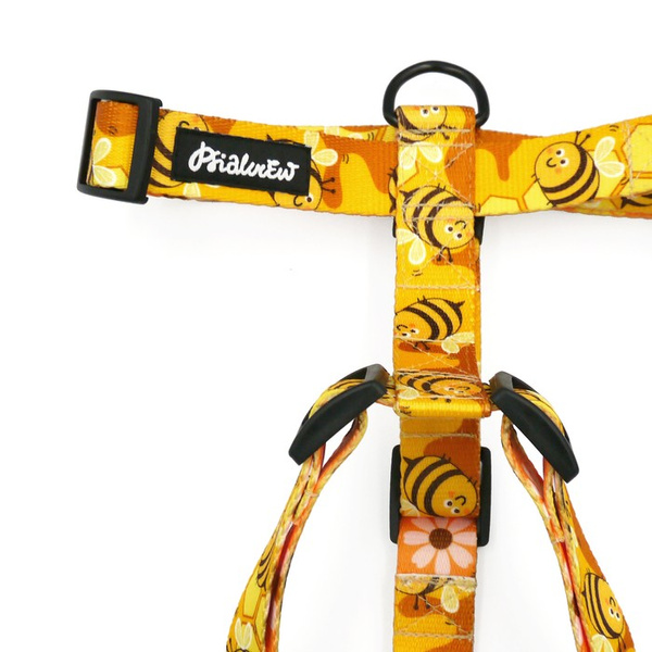 Dog Harness Guard “Busy Bees” by Psiakrew – 2.5 cm, Black Hardware