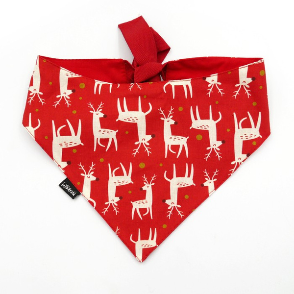 Premium Dog Bandana Rudolphs handkerchief style to tie around your pet’s neck