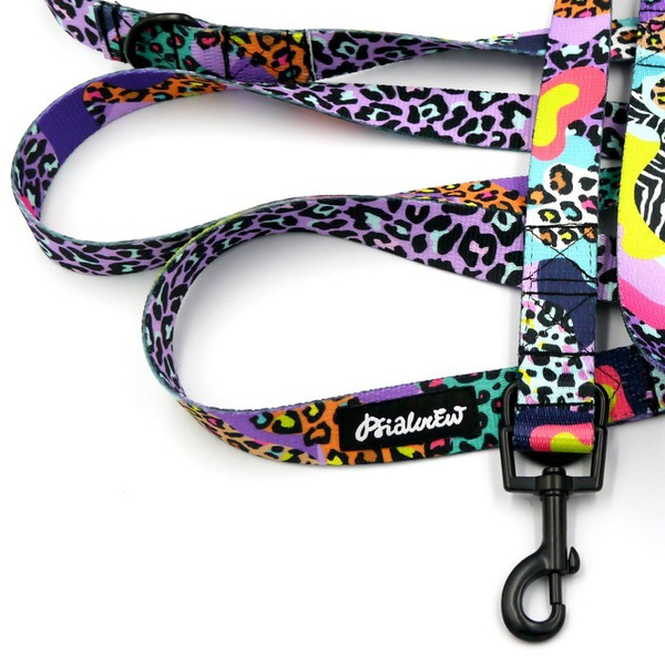 Hundeleine Crazy Leopard Psiakrew, Breite 2,5 cm, Karabiner 6 cm schwarz