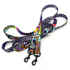 Dog Leash Crazy Leopard width 2.5 cm, 1" wide, snap hook black 6cm