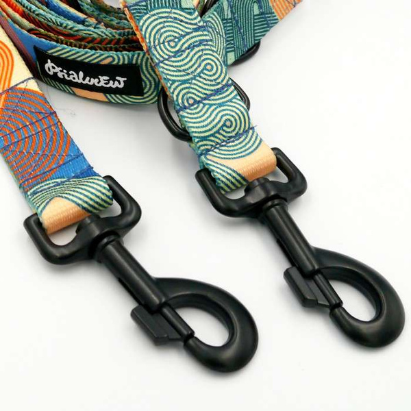Dog Leash Geo Snake width 2.5 cm, 1" wide, snap hook black 8cm