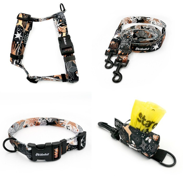 ACCESSORY KIT. Medium dog. Deer Calls Psiakrew Series; Collar, Harness, Leash, Pouch for poop bags