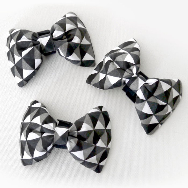 Black, grey, white Dog Bow Tie Momo, Pet Bow Tie, Bowtie, Collar Attachment