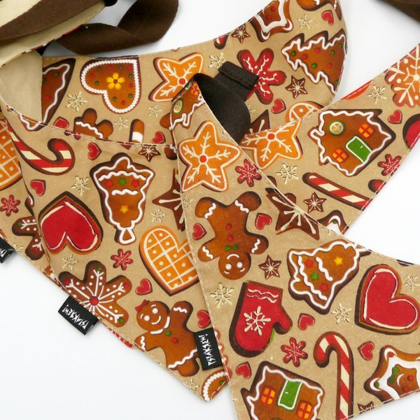 Premium Dog Bandana Cinnamon Gingerbreads handkerchief style to tie around your pet’s neck