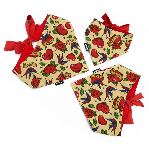 Love Mom Tattoo Psiakrew Bandana, gebundenes Taschentuch, Baumwollschal mit Tattoo-Motiven