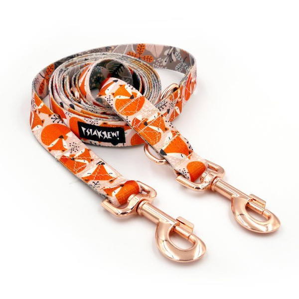 Dog Leash Foxy Lady width 2.5 cm, 1"  wide. pink gold, big snap hook 8 cm