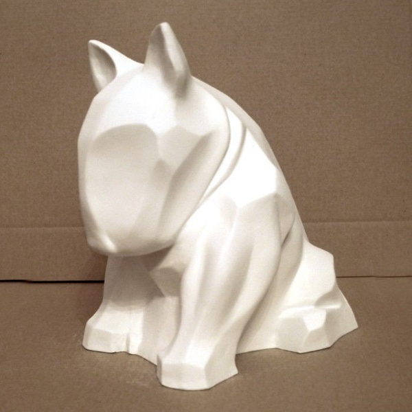 Weiße Bullterrier - Hundeskulptur